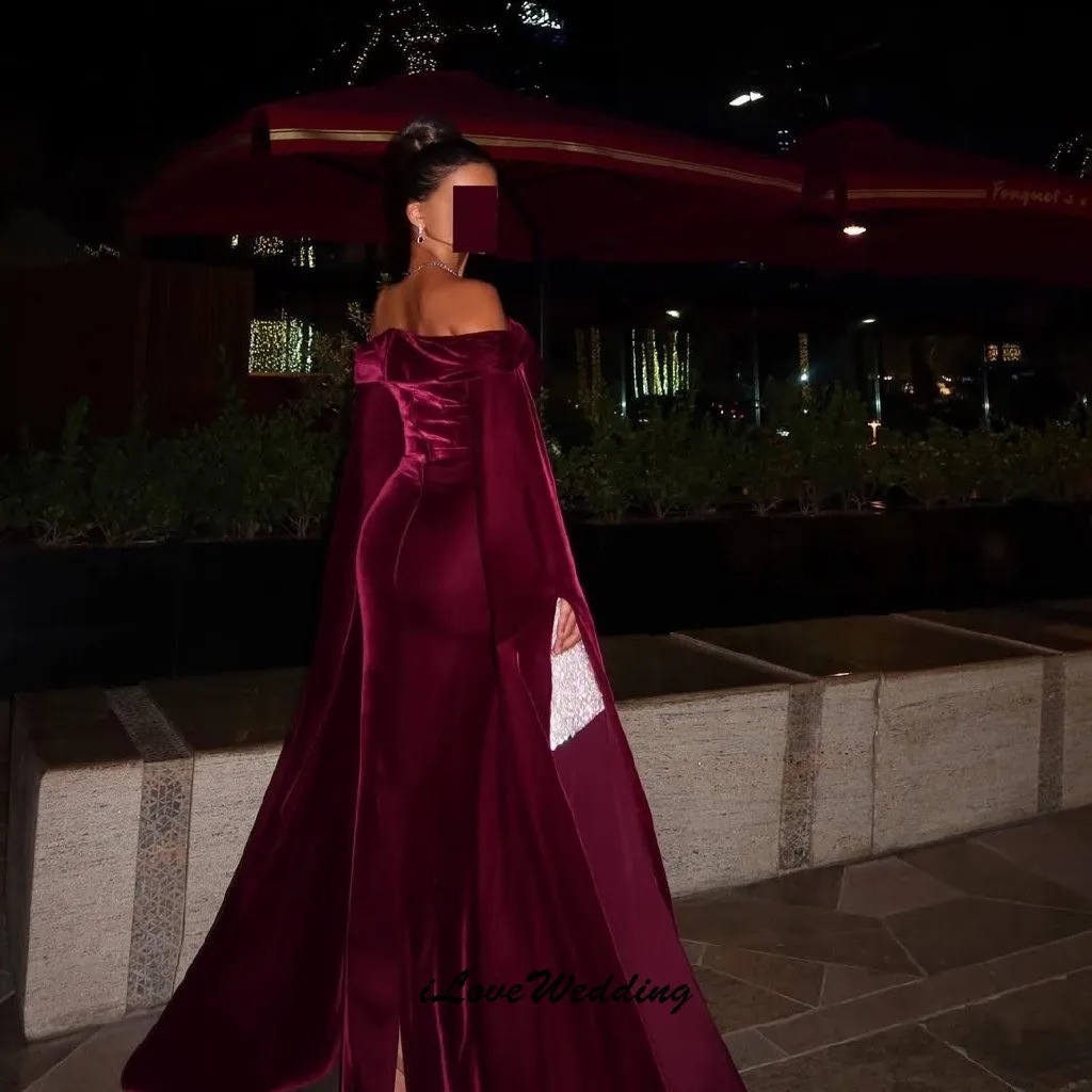 Fuchsia, schulterfrei, Abendkleider 2023, Meerjungfrau, elegantes Damen-Partykleid, langärmelig, formelle Kleider für Damen, bodenlang