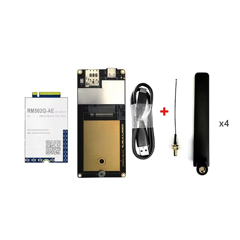 

RM502Q-AE 5G Sub-6GHz M.2 Глобальный модуль с платой-адаптером Type-C 3.0 на USB, антенна 5G SMA Female на MHF4 Pigtail