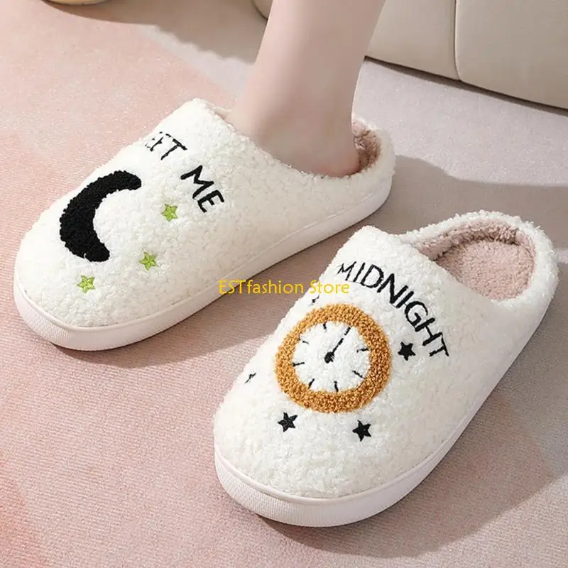 Y5GC Moon Clock Slippers Non-Slip Indoor House Slippers Home Shoes for Bedroom Hotel
