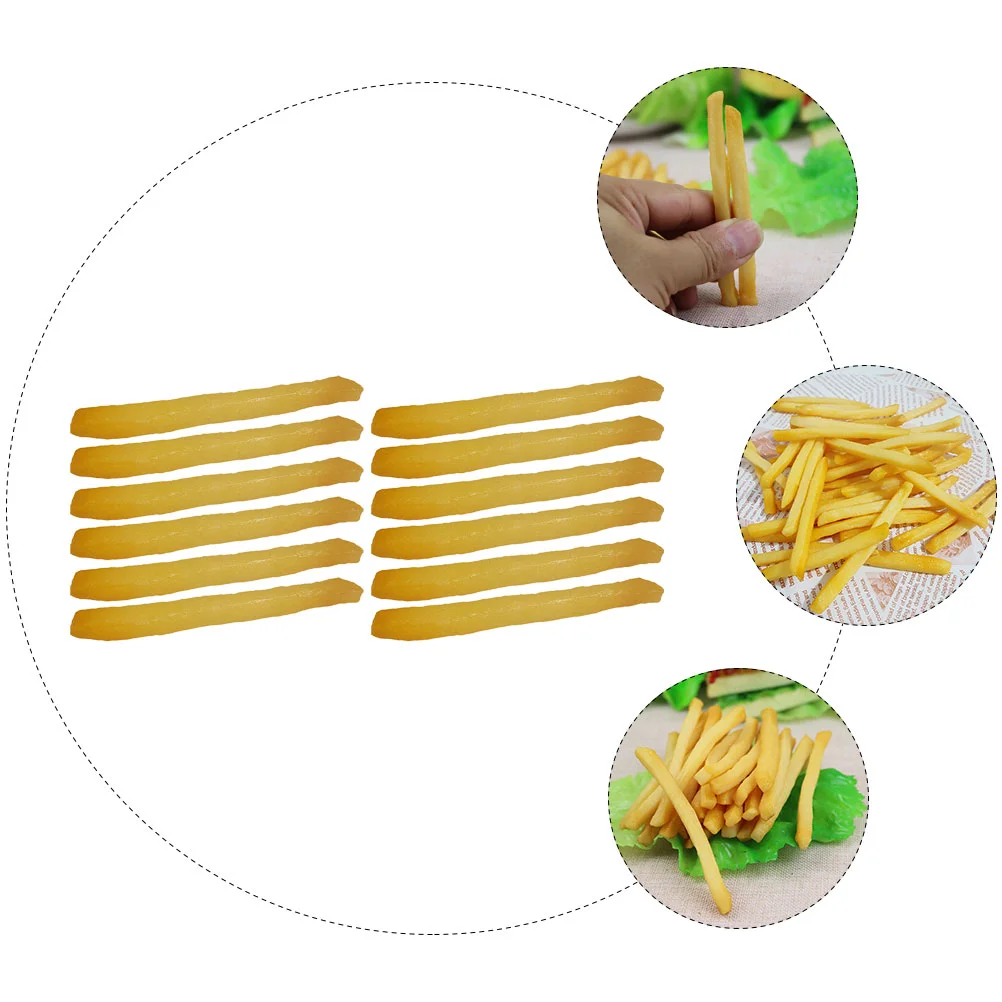 12 PCS Simulation French Fries Chips Model Realistic Food Plaything Party Decoration Fake Pvc Adornment