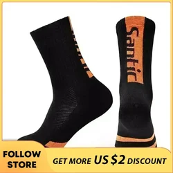 Santic-Chaussettes hautes respirantes à séchage rapide pour hommes et femmes, chaussettes de cyclisme, équipement de vélo, sports d'équitation en plein air, VTT, loisirs