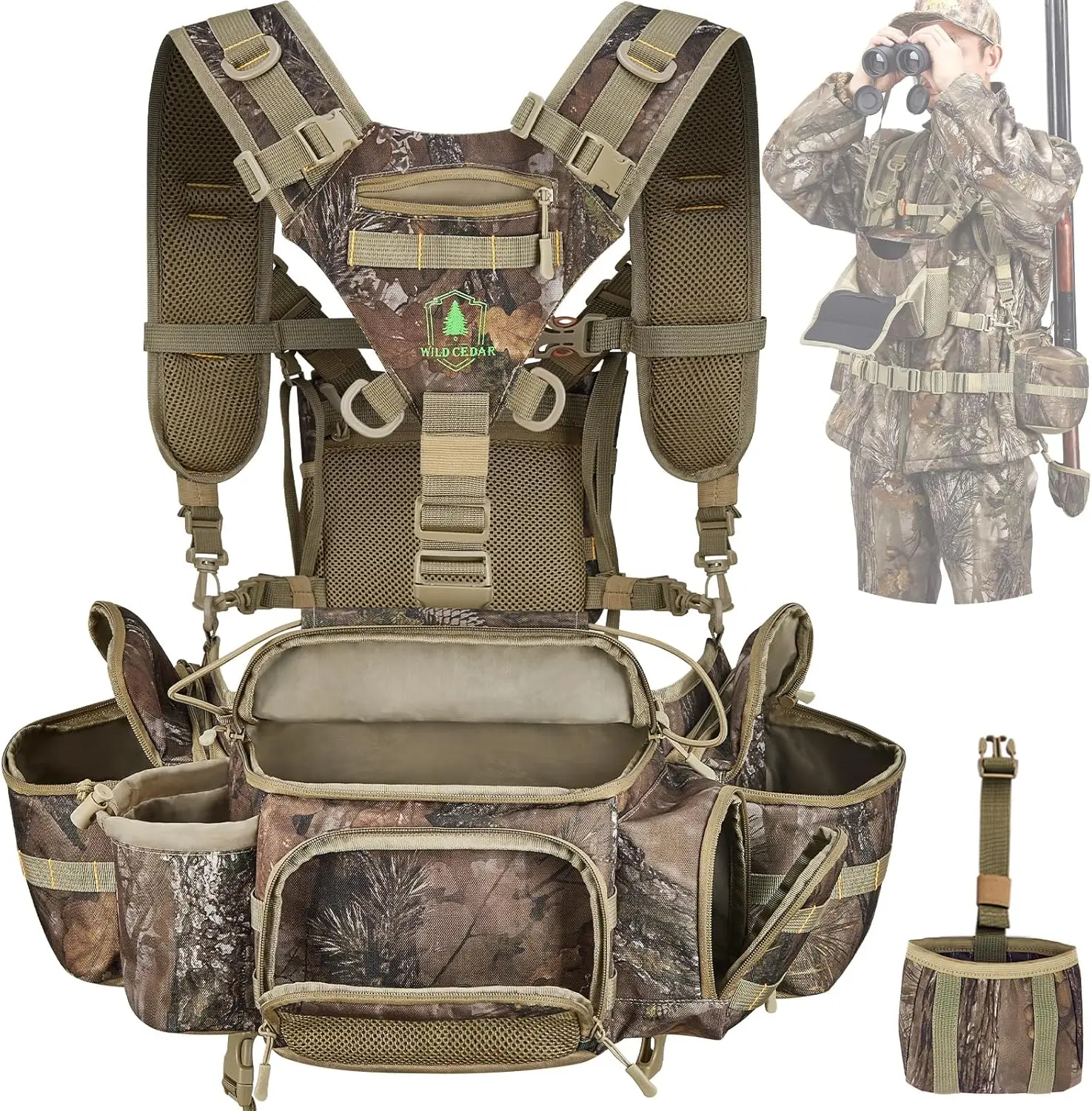 

Hunting Fanny Pack for Men with Rifle, Shotgun, and Bow Holder - Camo Waist Pack Upgrade