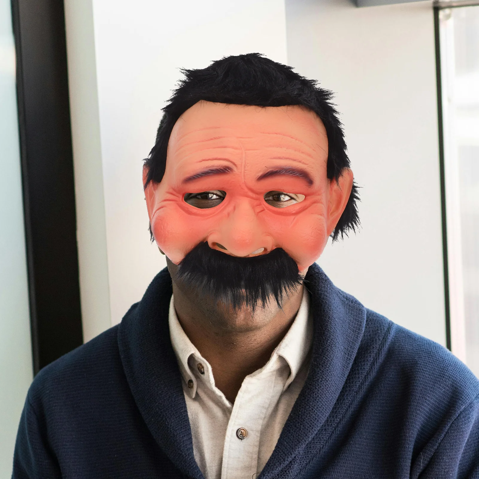 واقعية قديمة نصف الوجه اللاتكس مخيف هالوين المسنين زي القبعات تأثيري حزب الدعامة قناع الرجال العجوز #4