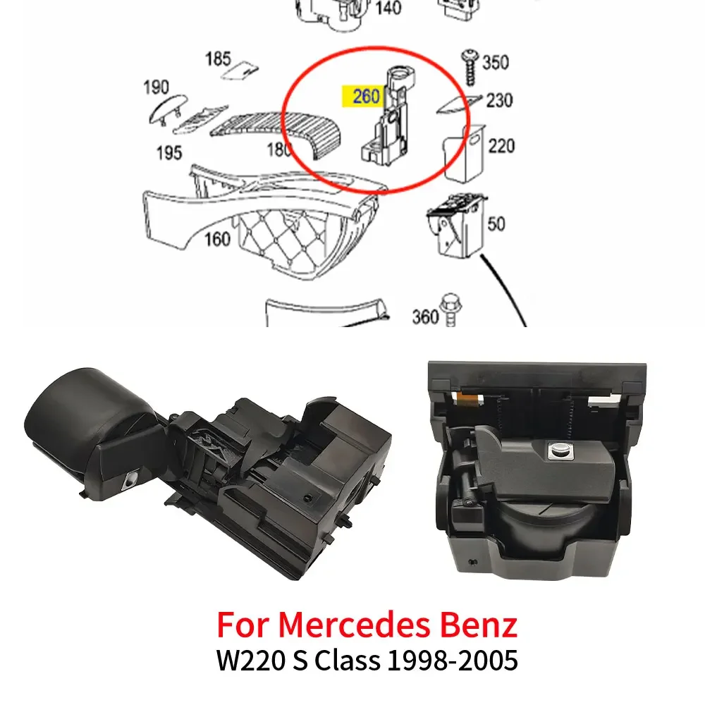 

For Benz W220 Car enter Console Insert Drinks Cup Holder Accessory For Mercedes S Class S300 S320 S350 S400 S500 S600 2206800014