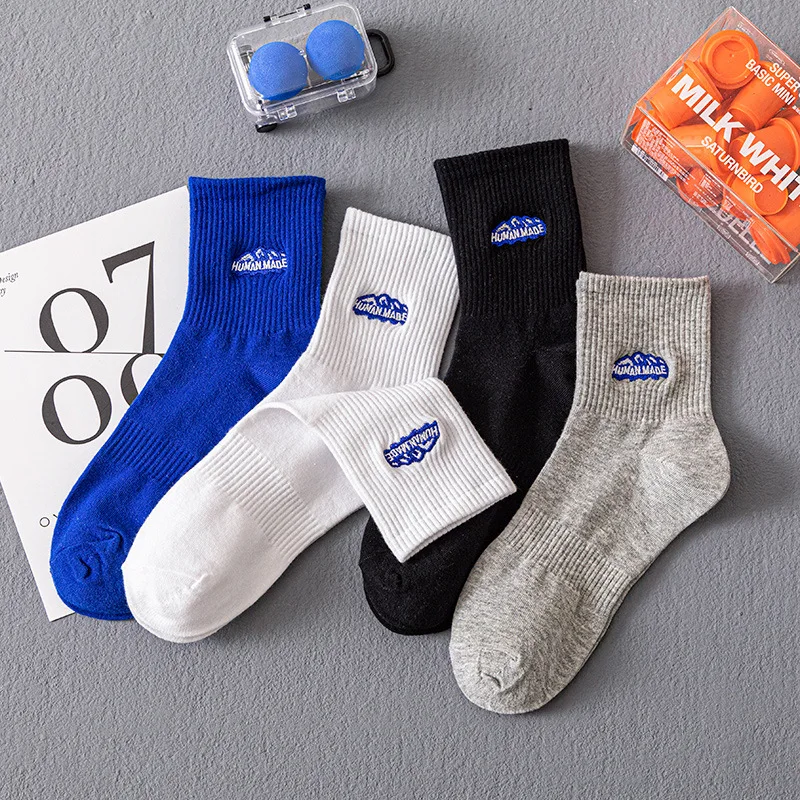 Embroidered Snow Mountain Socks, Casual Lettering Sports Socks, Fashionable Couple Socks