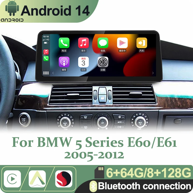 Android 14 Snapdragon 665 Autoradio Stereo Video Multimedia Player für BMW 5er E60 E61 E63 E64