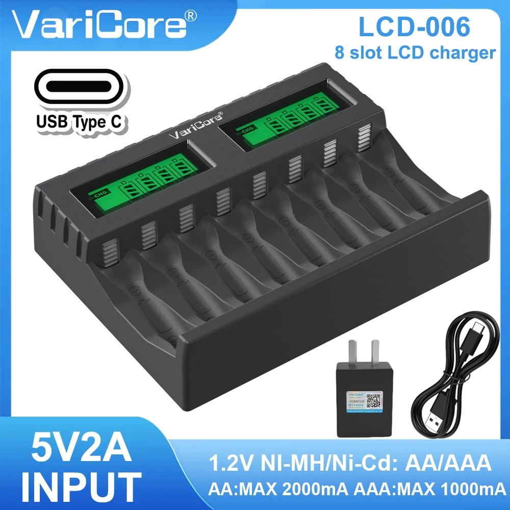 VariCore LCD-006 Intelligent Rechargeable Battery Charger for 1.2V Ni-MH Ni-CD AA AAA battery