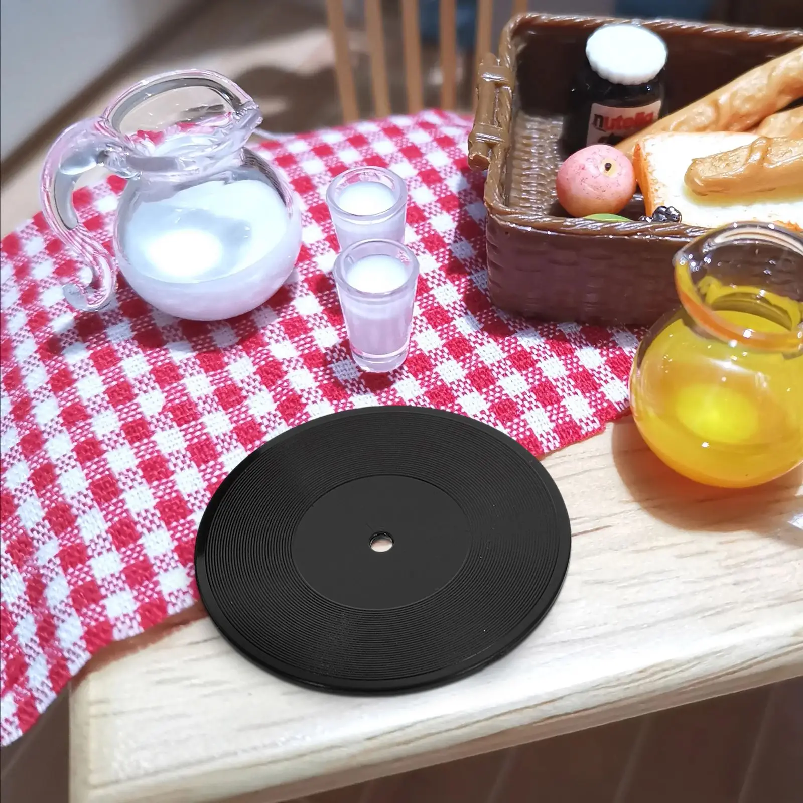 12Pcs Miniature Vinyl Records Model Dollhouse mini Vinyl Records Fake Records Festive Party ornament Music Decorative Supplies