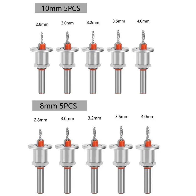 【Tools & Parts】 5Pc 8Mm HSS Countersink Woodworking Router Bit Set Milling Cutter Screw Extractor Demolition Wood Core Drill Bit
