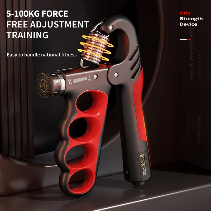 Hand Grip Strengthener with Digital Counter Adjustable Resistance Five-Finger Trainer Arm Wrist Fitness Rehabilitation Equipment