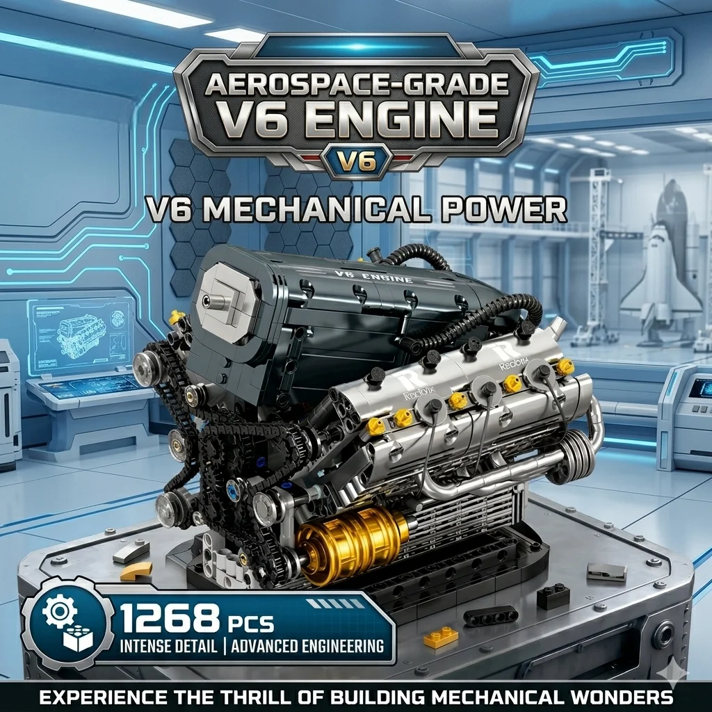 

1268PCS MOC V6 Engine Building Blocks DIY Technic Car Engine Model Bricks Set Creative STEM Education Collection Toy for Adult
