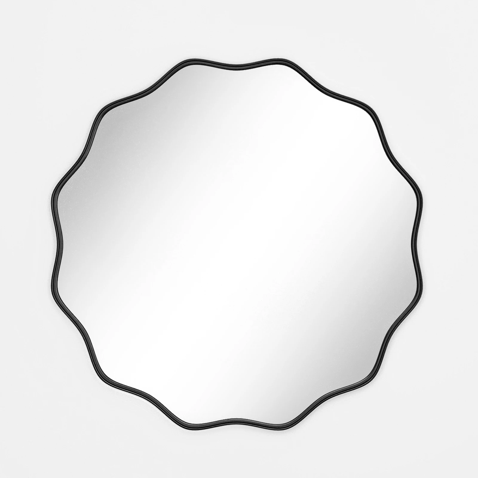 مرآة حمام دائرية متموجة، مرآة حائط مزخرفة بإطار عميق #4