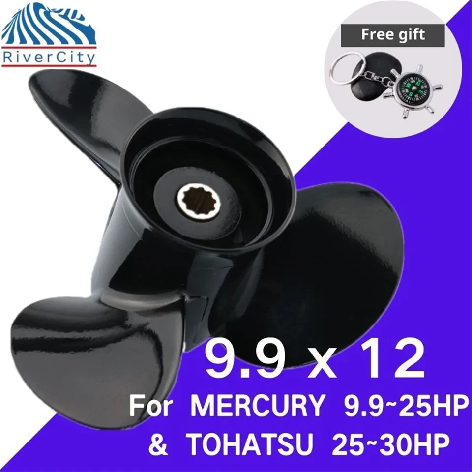 Outboard Propeller 9.9×12 For Morcury 18 hp 20 hp 25 hp Aluminum Alloy Screw 3 Blade 10 Spline Tooth Ship Marine Engine Parts