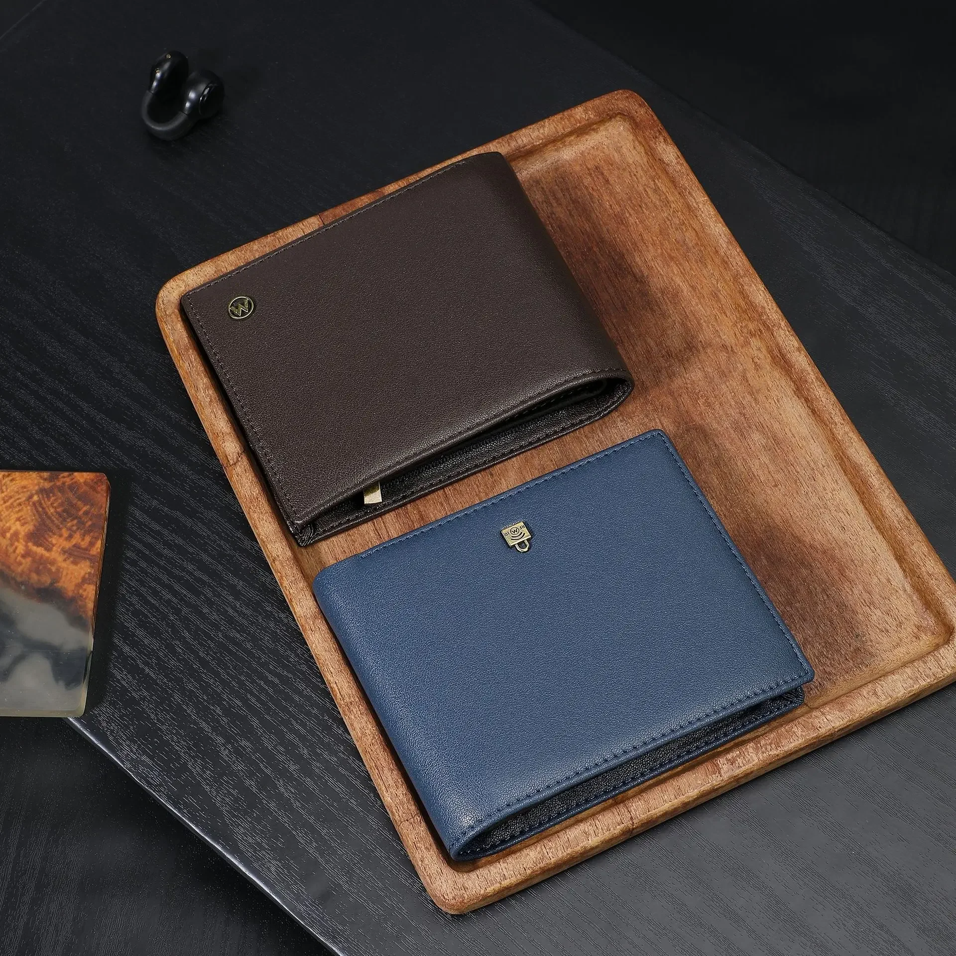 Mandu 2024 New High-End Feel RFID Leather Men's Wallet Cross-Border Direct Sales Business Class Skin Clip Wholesale