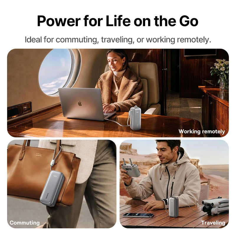 Baseus 100W 20000mAh Power Bank z wysuwanym kablem USB-C do iPhone 18 Duo 17 Pro Max Samsung S26 Przenośna ładowarka do laptopa — zdjęcie produktu 6