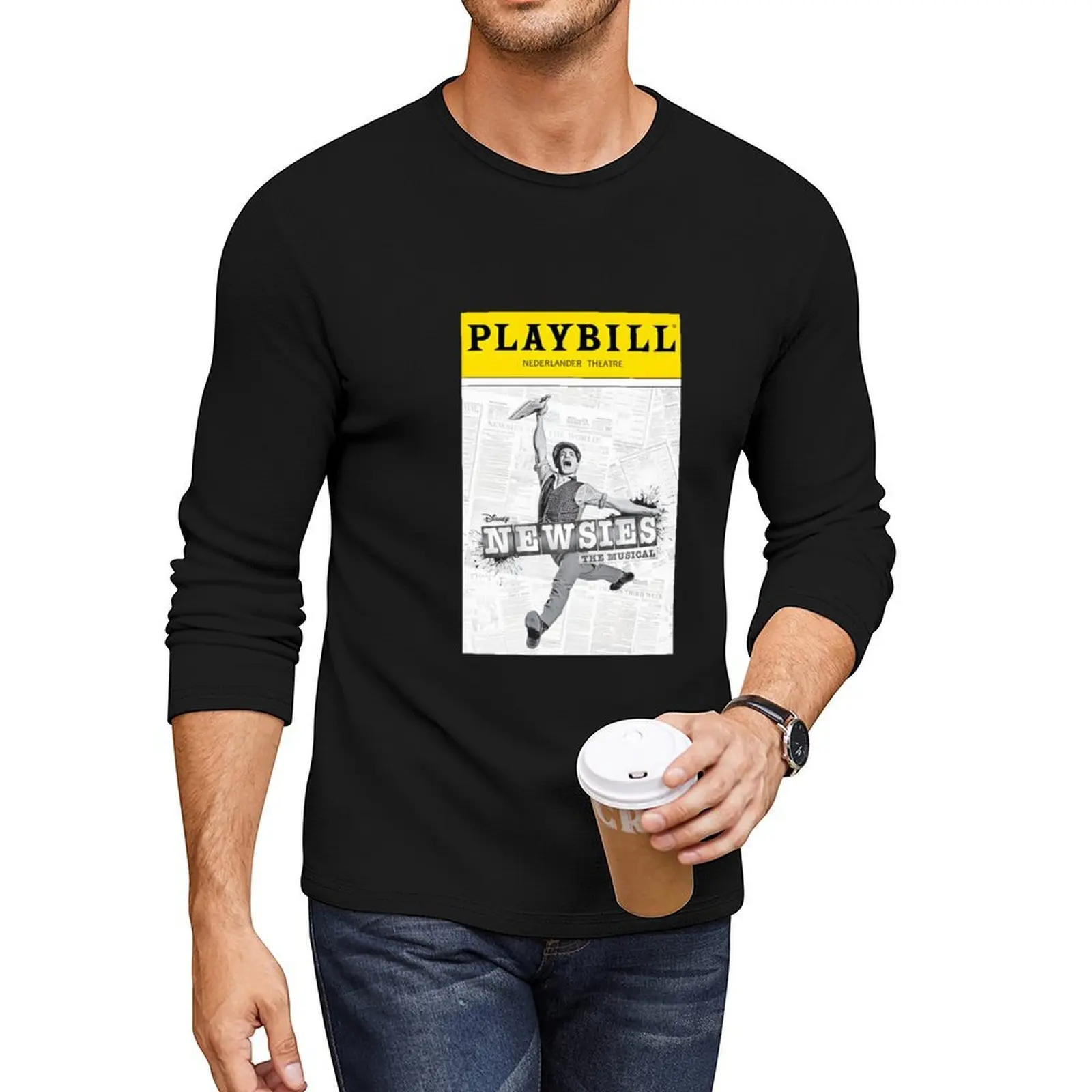 

Newsies The Musical Long T-Shirt black t shirt sweat shirts tops Oversized t-shirt mens cotton t shirts