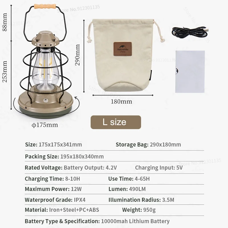 Imagem -04 - Naturehike Retro Portátil Lâmpada de Acampamento ao ar Livre Ipx4 à Prova Impermeável Água Anti-queda Longa Vida Útil da Bateria ao ar Livre Caminhadas Tenda de Acampamento Luzes