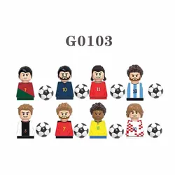 Messi Ronaldo Neymar Lewandowski Soccer World Famous Football Players Figurine Mini Action Building Block Toy Kids Gifts