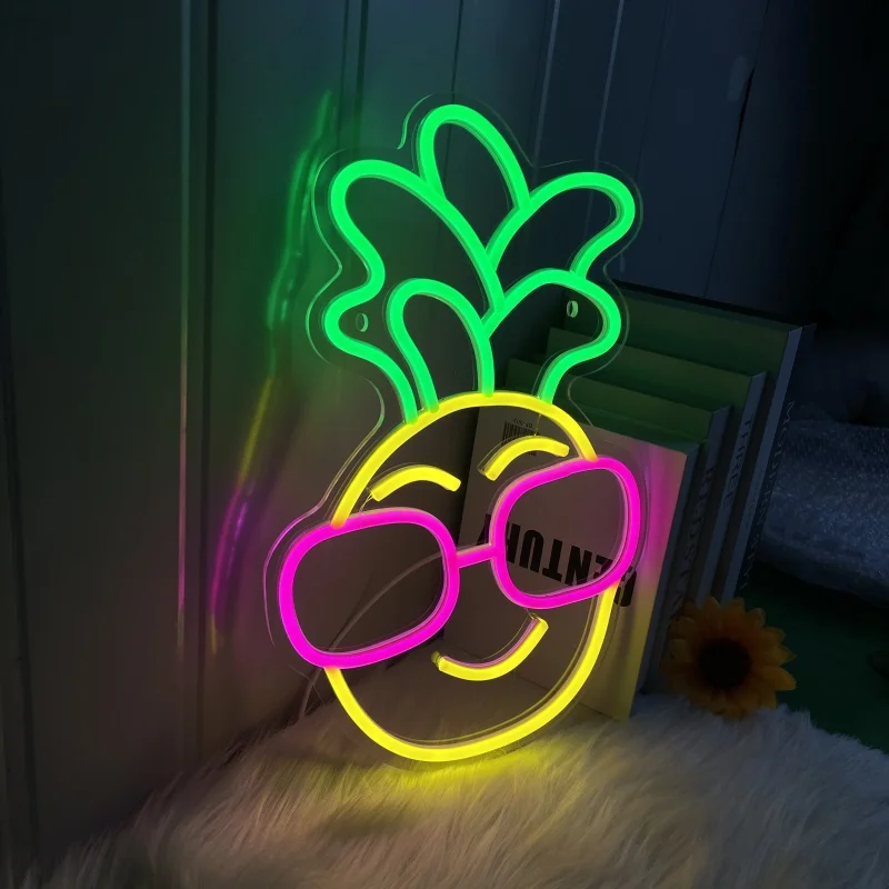 Pineapple neon, USB powered, brightness adjustable, suitable for bars, restaurants, summer parties, etc
