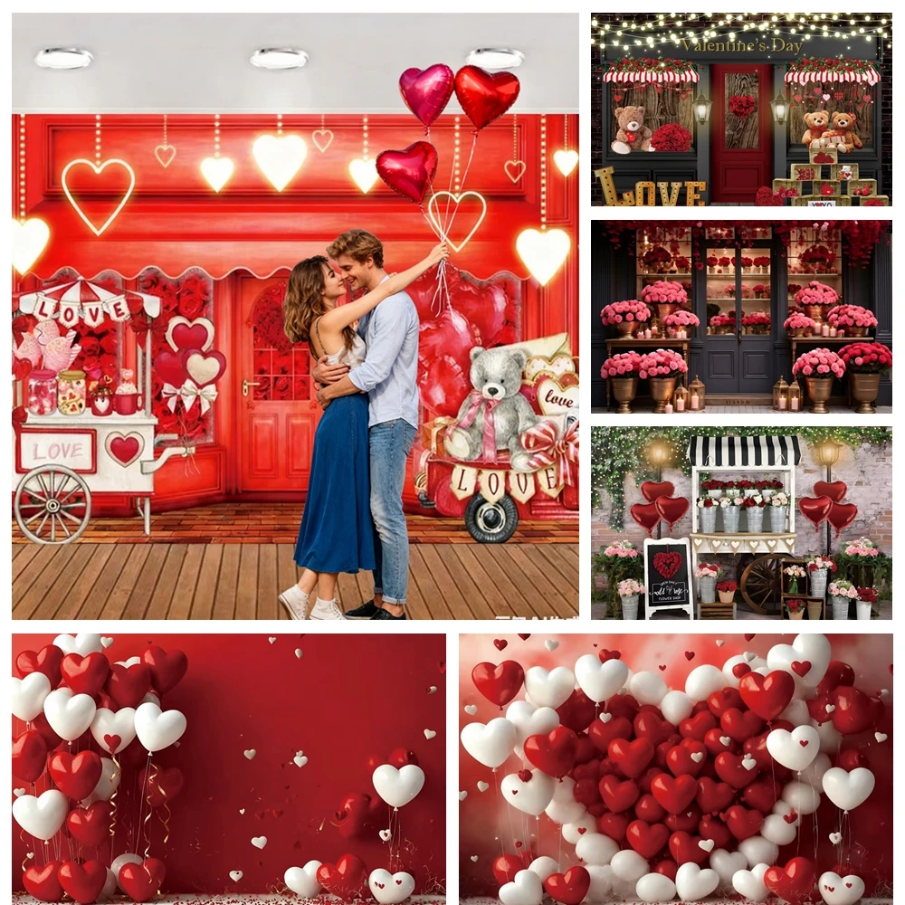

2026 Happy Valentine's Day Decorative Backdrop Banner Red Love Balloon Romantic LOVE Party Photo Background Photography Props