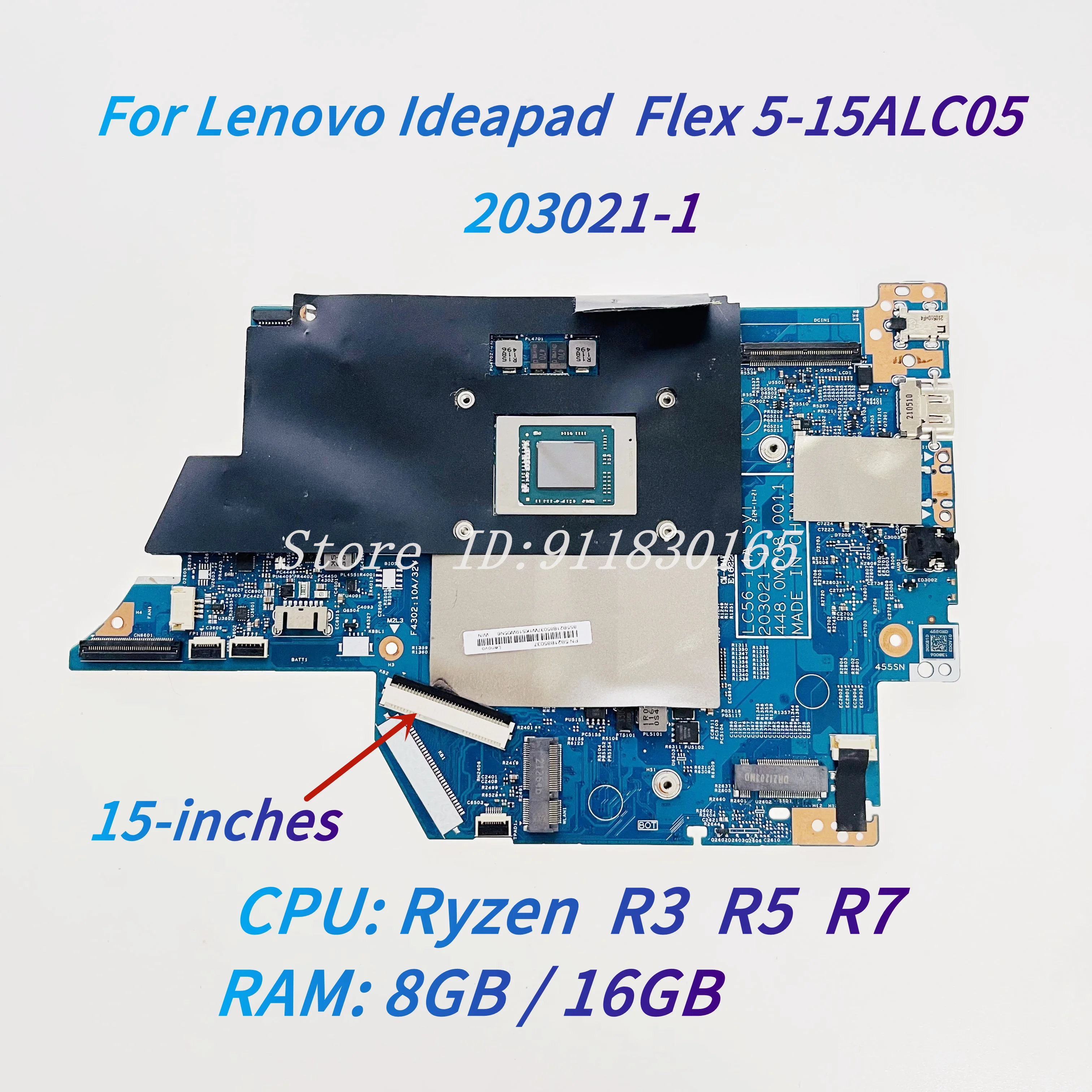 For Lenovo IdeaPad Flex 5-15ALC05 Laptop Motherboard LC56-14A SVT 203021-1 With Ryzen R3 R5 R7-5700U CPU RAM:8G/16G（15-inches）