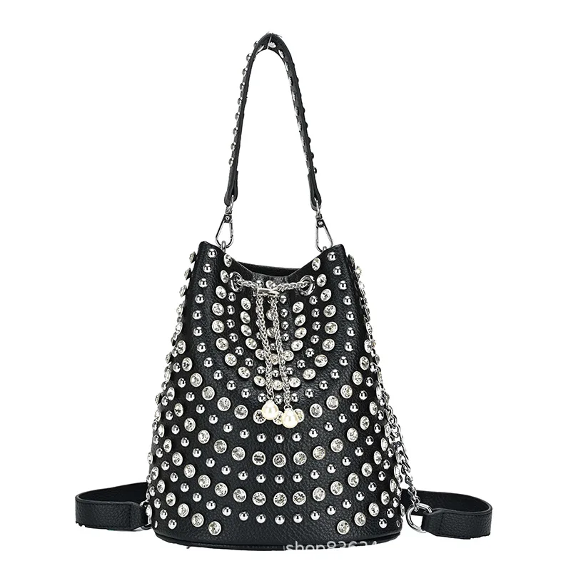 حقيبة دلو عصرية عتيقة، محفظة كتف واسعة، حقيبة كروس نسائية ليلاً ونهارًا، حقيبة بمقبض علوي بسيط، حقيبة حبال مزخرفة