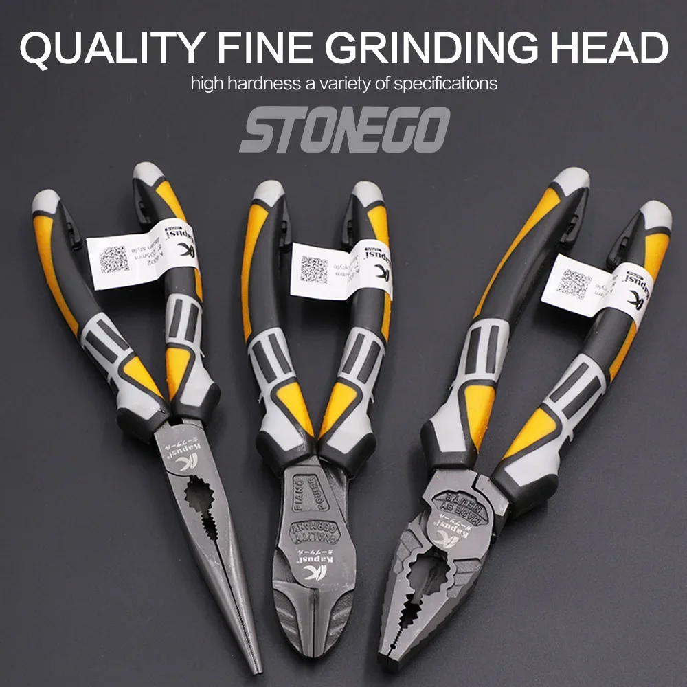 STONEGO Insulated Plier, Wire Stripping Crimping Electrician Pliers Stripper Crimper Wire Cutter Durable Nickel-Chrome Steel