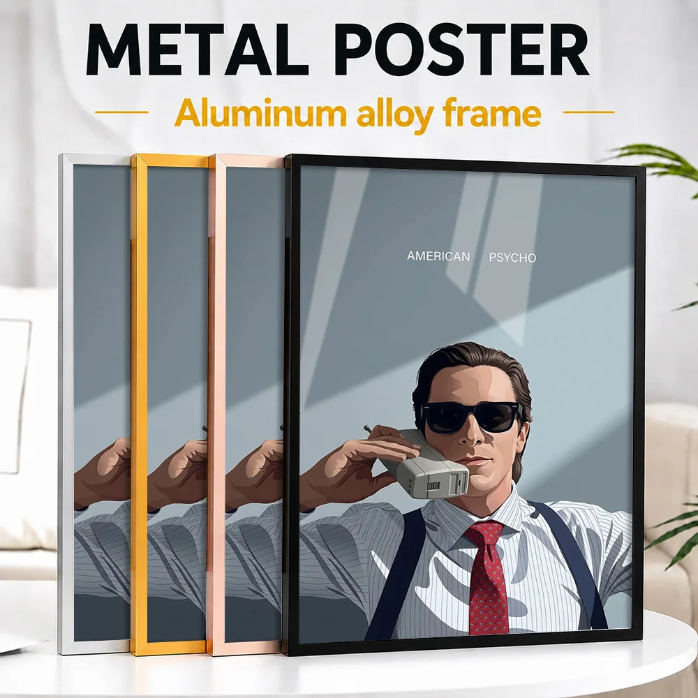 American Psycho Patrick Bateman Framed Metal Print Customized Screen Tribute Wall Art Created For Story Lovers To Style Theater