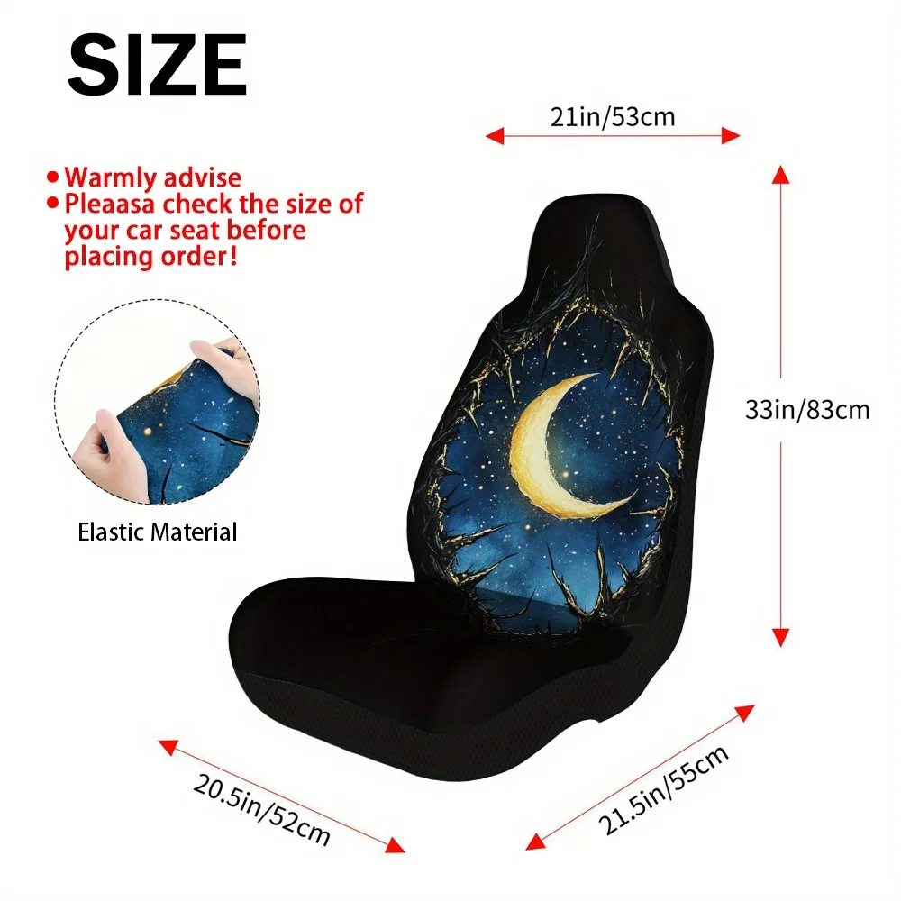 2pcs Horror Fantasy Cosmic Eye Design Car Seat Covers Set – Trendy, Durable, High-Quality Protector Covers For 2 Front Seats,