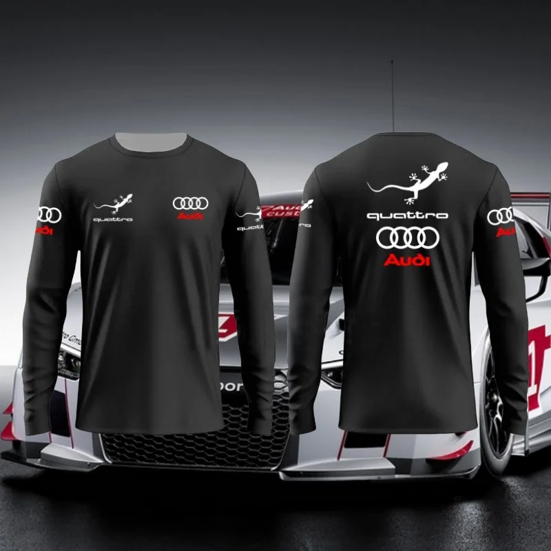 

Новый Audi авторизованный новый Quattro Racing с длинным рукавом, дышащий, быстросохнущий, впитывающий пот, повседневный мотоцикл для взрослых с длинным рукавом