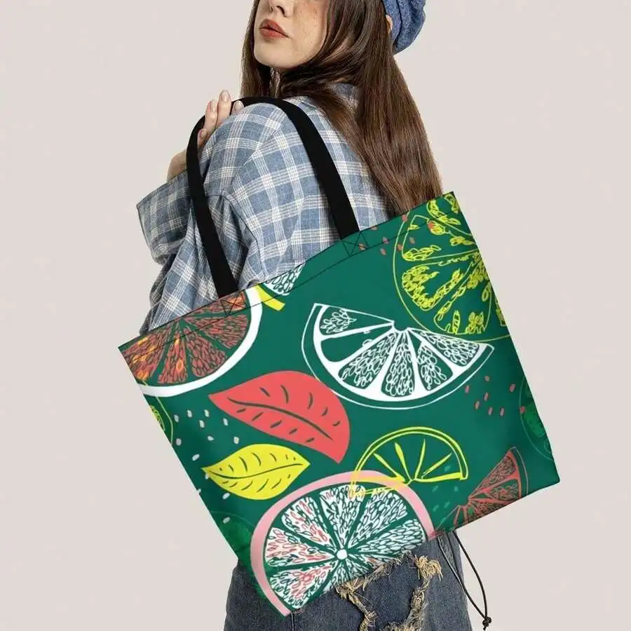 

Vibrant Citrus Slice Print Casual Tote Bag For Women Summer Beach Vacation Handbag