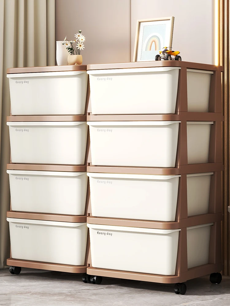 Children's clothes storage cabinet drawer type living room storage snack cabinet plastic bedside table multi-layer locker toy