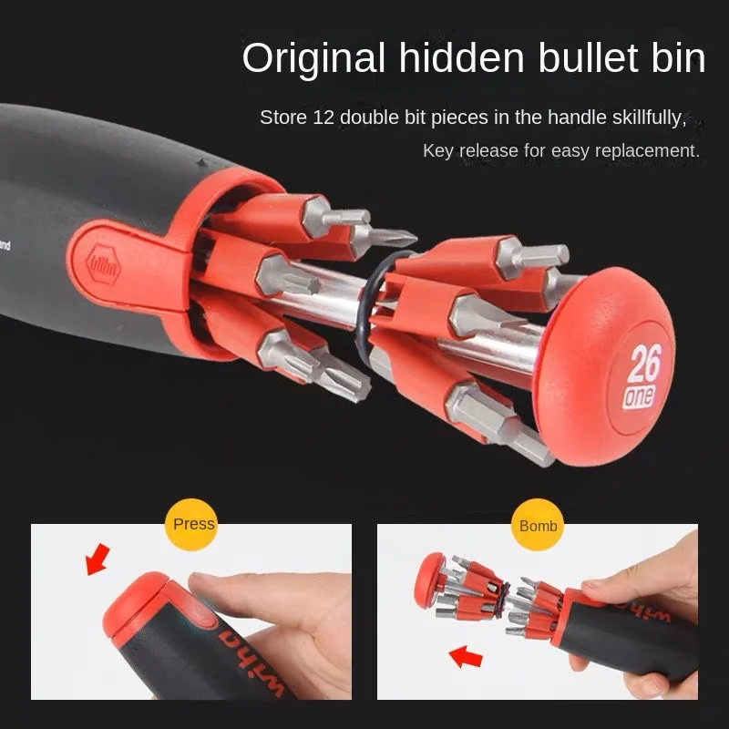 Imagem -02 - Xiaomi Wiha 26 em Uso Diário Chave de Fenda Kit Precisão Bits Magnéticos com Escondido Popup Revista Parafuso Driver Kits Mágicos Caixa