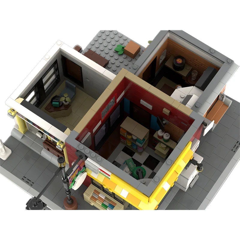 2745PCS MOC straatscène modulair gebouw hoek deli en clubmodel assemblage bouwsteenspeelgoed verjaardagscadeau voor kinderen