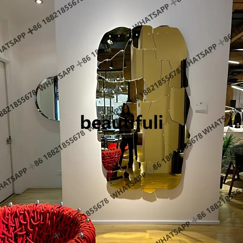 D07 Italian light luxury glass mirror full body mirror background wall wall hanging wall living room art decorative mirror