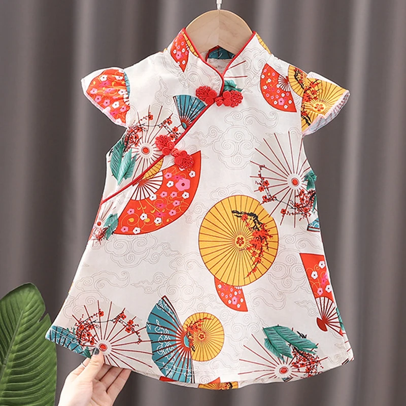 Kind Mädchen Kleid Cheong sam chinesischen Stil Mode Geburtstags feier tragen Teen Schwestern Kinder Kleidung Baby Mädchen Prinzessin Kleid a541