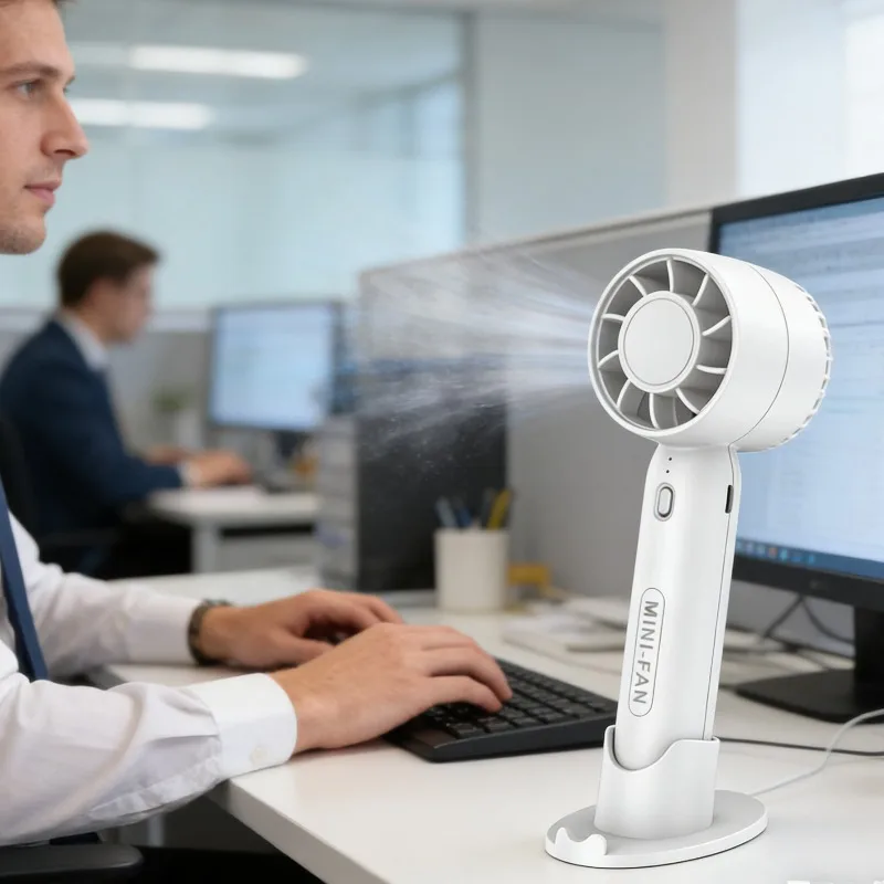 Portable 2 in 1 USB Mini Fan 3 Speed Handheld Desktop Rechargeable Small Cooler for Student Dorm Home Office Summer Gadget