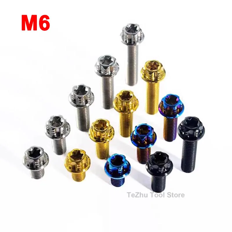 

1Pcs M6 Titanium Bolt Torx Flange Head for Motorcycle Decoration Modify And Repair Screws Length 10mm-90mm