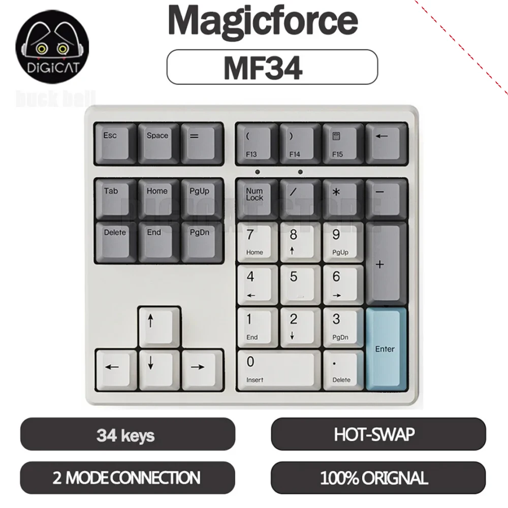 

Magicforce MF34 Mechanical Keypad 2mode USB/2.4G Wireless Numeric Keypad Hot-Swap PBT Keycaps 34Keys Gaming Keyboard Office Gift