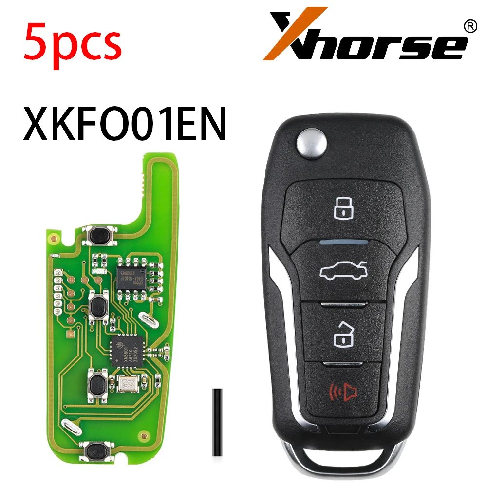 

5pcs Xhorse XKFO01EN Wire Remote Key For Ford Condor Flip 4 Buttons Unmovable Key King for VVDI/VVDI2 Key Tool English Version