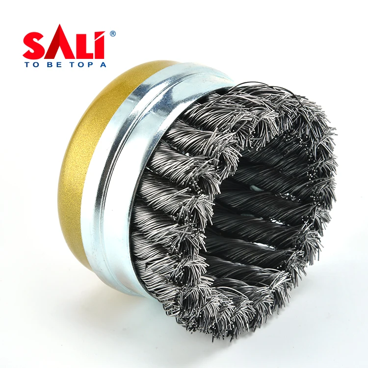 SALI 3 Inch Twisted Wire Cup Wheel Brush M14 Carbon Steel DIY Polishing Cleaning Deburring Brush Customizable OEM
