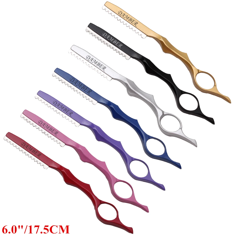 17.5cm 1Pcs Thinning Razors With Blade Aviation Aluminum Professional Barber Razor Blades Hair Razors Hair Cutter Knife C6100#