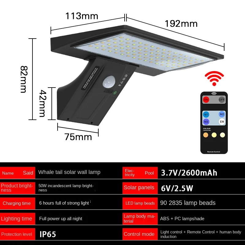 Solar OutdoorLights Motion Sensor with Control Security Flood Waterproof Light 4 Modes 90 LEDs Wall Lights for Porch Yard Garden