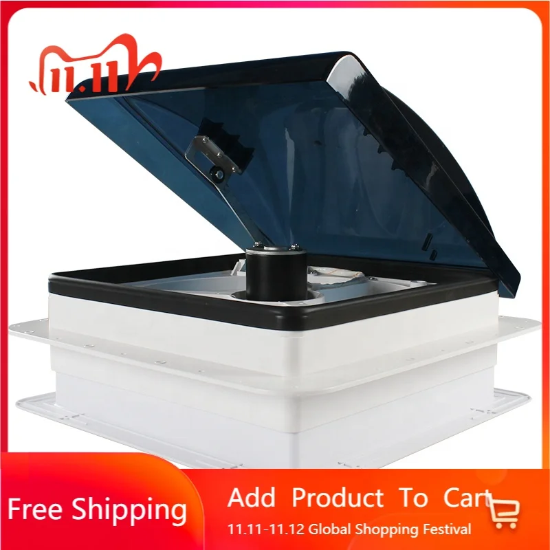 

STLF TYTXRV 12V 280mm 11'' RV Roof Vent Manual Control 3 Speed Reversible Caravan Exhaust Fan Smoke Lid