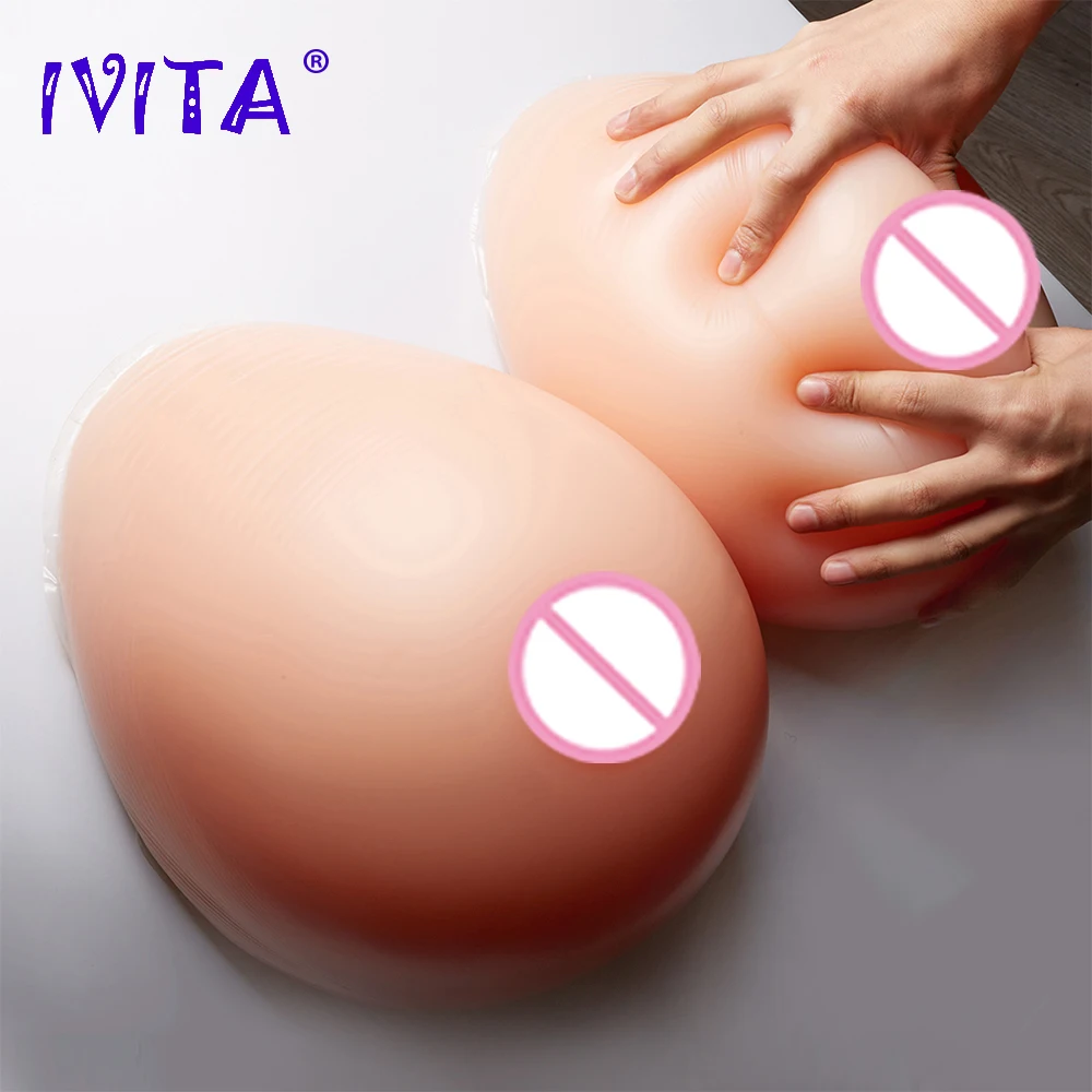 IVITA 100% Full Silicone Breast Forms Realistic Silicone Fake Chest 4 Sizes Choices Boobs for Crossdresser Transgender Shemale