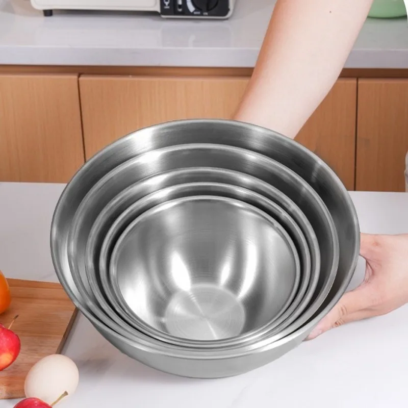 5Pcs Stainless Steel Thickened Salad/Dessert Mixing Bowls, Stackable Nesting, Versatile for Baking Grilling, Easy Storage Gift