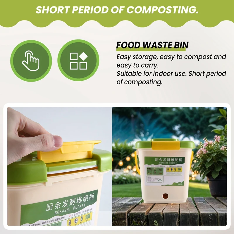 12L Compost Bin Recycle Composter Aerated Compost Bin PP Organic Homemade Trash Can Bucket Kitchen Garden Food Waste Bins-A09G