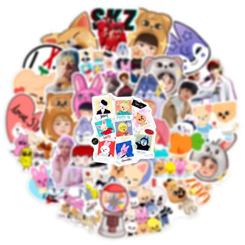 MINISO 50pcs Skz Stickers Scrapbooking Laptop Notebook Cartoon Suitcase Graffiti Sticker Decals for Kids Girl Stray Gifts