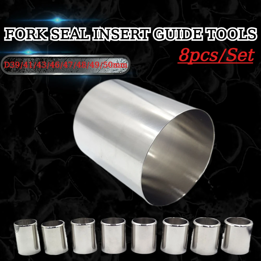 1 Set 39mm-50mm Motorcycle Front Fork Seal Insert Guide Universal Stainless Steel Various Oil Seal Sleeve Install Tool Wrench