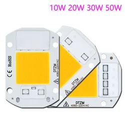 Chip LED COB AC220V 50W 10W 20W 30W Nie ma potrzeby sterownika do światła halogenowego Reflektor Lampada Lampa Led Żarówka DIY Oświetlenie Biały